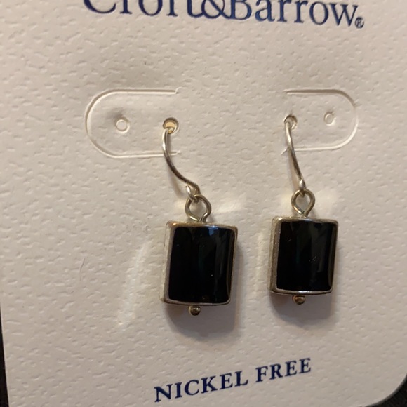 {Croft & Barrow} Black Square Drop Earrings - Nickel Free, New with Tags - Picture 5 of 6